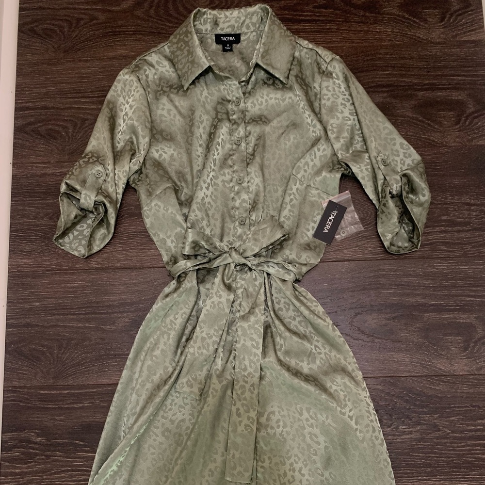 Tacera Green Cheetah Print Dress/Top
